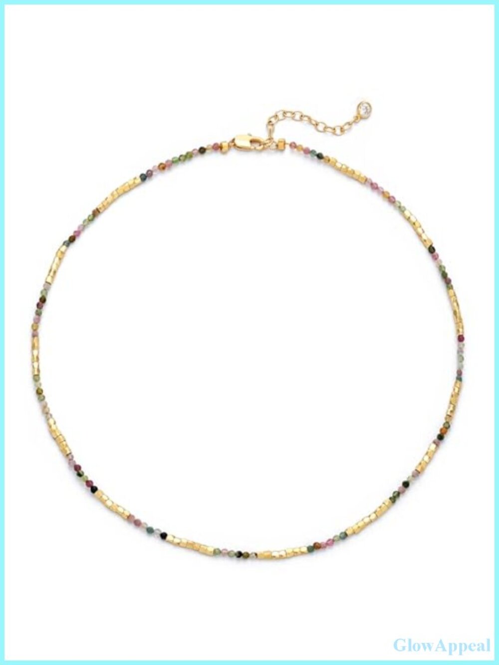 14K Gold Plated Tourmaline Beaded Choker Necklace Boho Gemstone